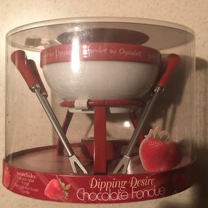 Dipping Chocolate Fondue Pot 7 Piece Set NIB RED